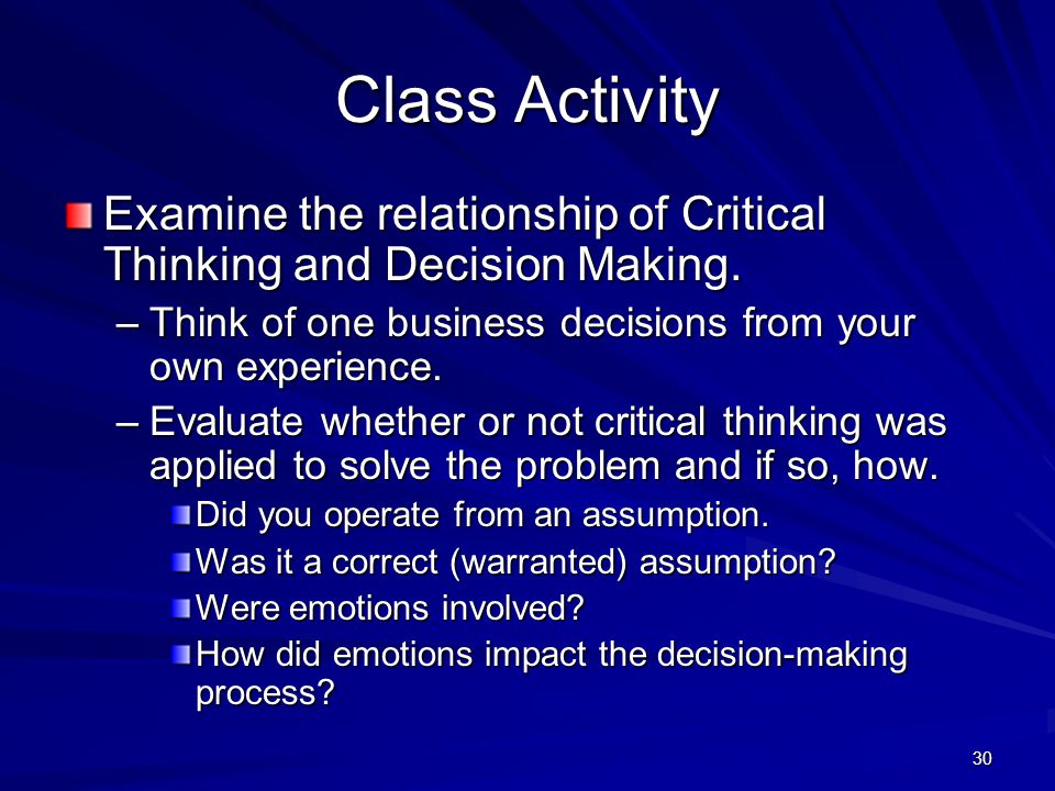 Role of organizing in critical thinking